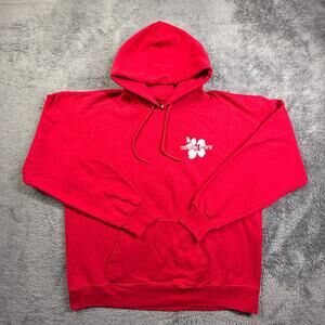 TRADER JOE'S Mens L Red Hibiscus Hoodie Jacket Fleece Pullover NWOT Crew Member
